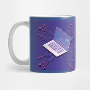 Notebook Isometric Vector Desktop with Open Laptop Mug